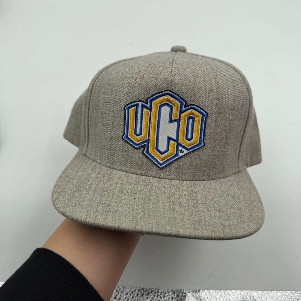 UCO Baseball Cap Snapback Heather Gray Blue Yellow Logo Flat Brim Men's